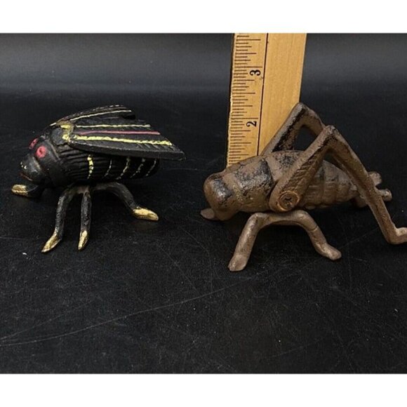 Cast Iron Metal Bee & Grasshopper Bugs Figurine Paperweight Decor Critters Lot 2 - Picture 3 of 12